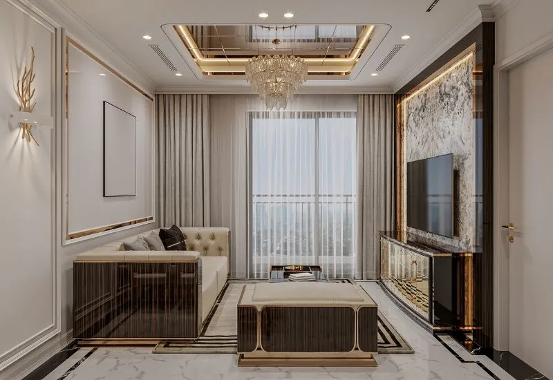 Các mảng tường phân chia với tỷ lệ được tính toán kỹ, tạo nhịp điệu thị giác rõ ràng (Nguồn: Internet)