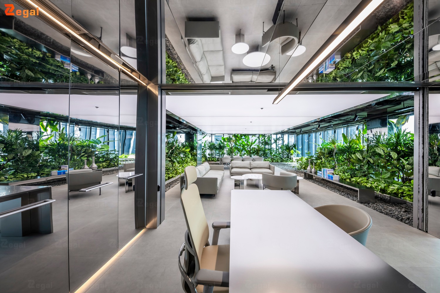 Trần xuyên sáng Biophilic mô phỏng ánh sáng tự nhiên và bầu trời