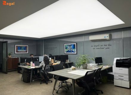 Trần xuyên sáng tạo bề mặt phát sáng đồng đều, mang đến điểm nhấn hiện đại cho không gian văn phòng (nguồn Internet). 