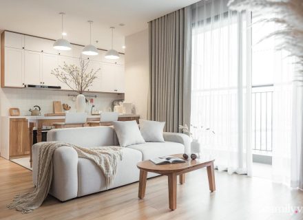 Không gian phòng khách tối giản, sử dụng nội thất đa năng, giúp tối ưu diện tích và chi phí đầu tư (nguồn Internet).