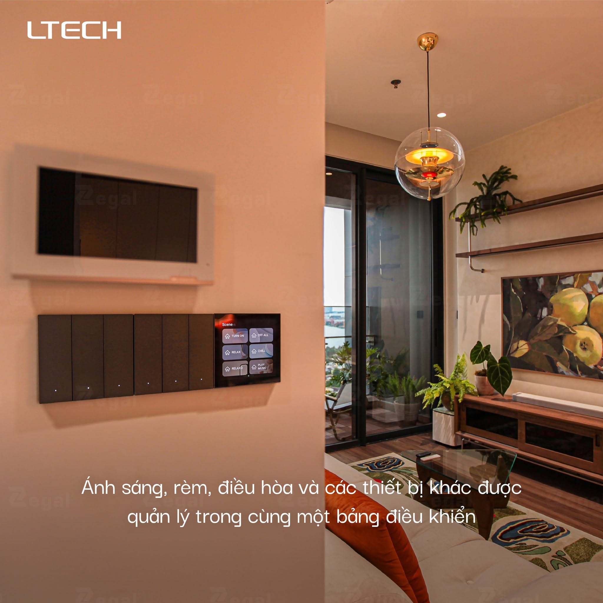 Hệ thống chiếu sáng thông minh cho phép điều khiển ánh sáng linh hoạt theo nhu cầu sử dụng. 