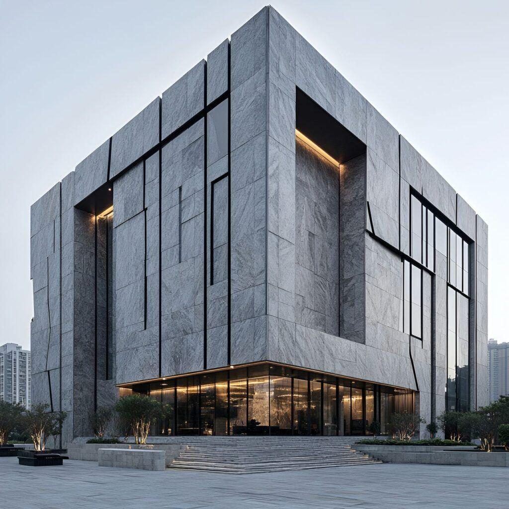 Facade ốp đá tự nhiên với bề mặt sang trọng, phù hợp công trình cao cấp (nguồn Internet).